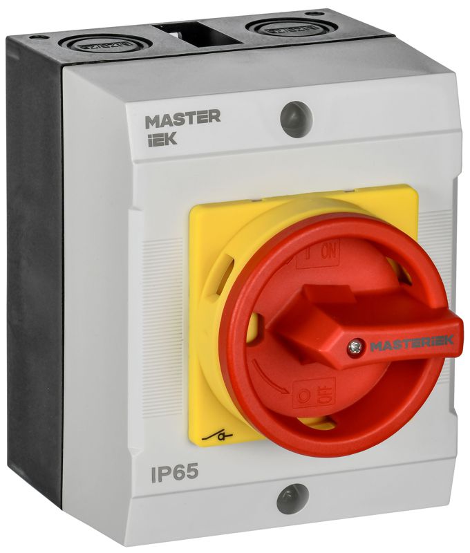 Переключатель кулачковый 10А (сх. 10) в боксе закрытая рукоятка авар. IEK MI-CS22-010-010