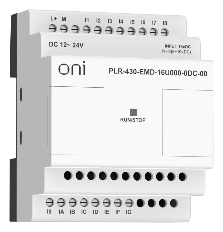 Модуль расширения входов выходов ПЛК 430 12 DI 4 UI (0-10В/DI) 24В DC ONI PLR-430-EMD-16U000-0DC-00
