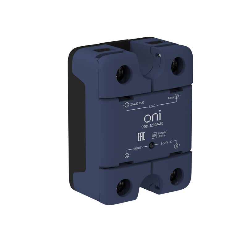 Реле твердотельное SSR1 120А 3-32В DC 24-480В AC ONI SSR1-120DA480