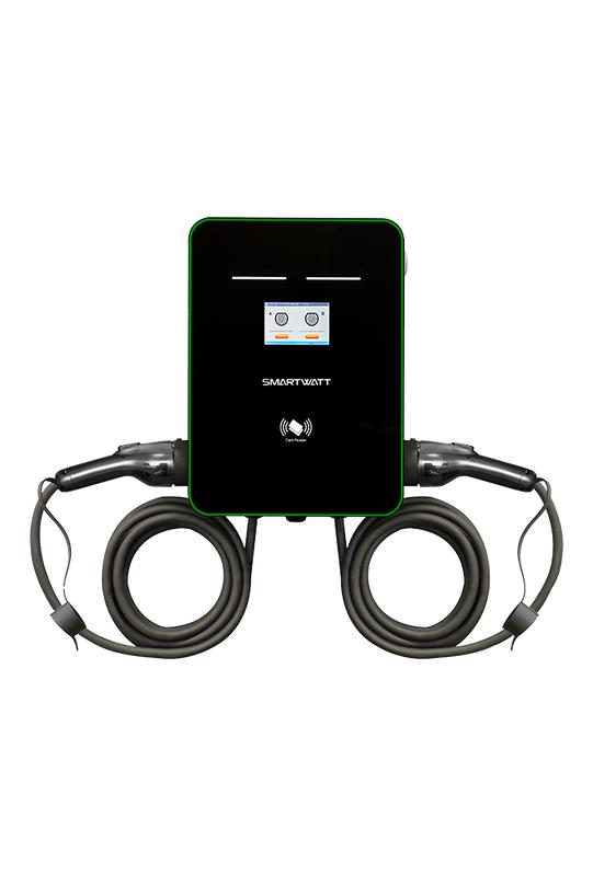 Станция зарядная для электромобилей EVC 44кВт OCPP 1.6J 3ф 380В два поста по 22кВт 32А переменный ток кабели по 5м коннекторы GBT IP54 коммерческая SmartWatt 4512020470017