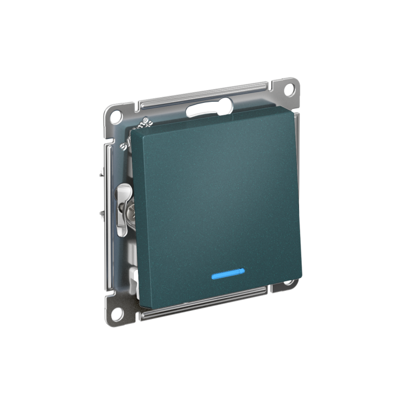 Переключатель 1-кл. AtlasDesign (сх. 6а) 10AX с подсветкой быстрозажим. клем. механизм изумруд SE ATN000863S