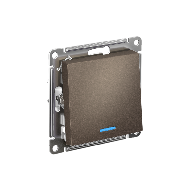 Переключатель 1-кл. AtlasDesign (сх. 6а) 10AX с подсветкой быстрозажим. клем. механизм мокко SE ATN000663S