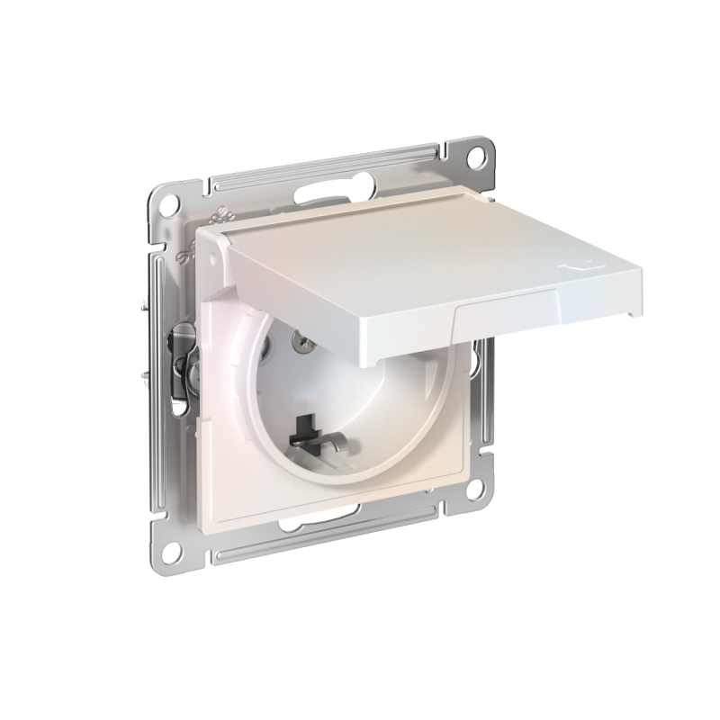 Розетка AtlasDesign 16А IP20 с заземл. защ. шторки с крышкой быстрозажим. клем. механизм жемчуж. SE ATN000446S