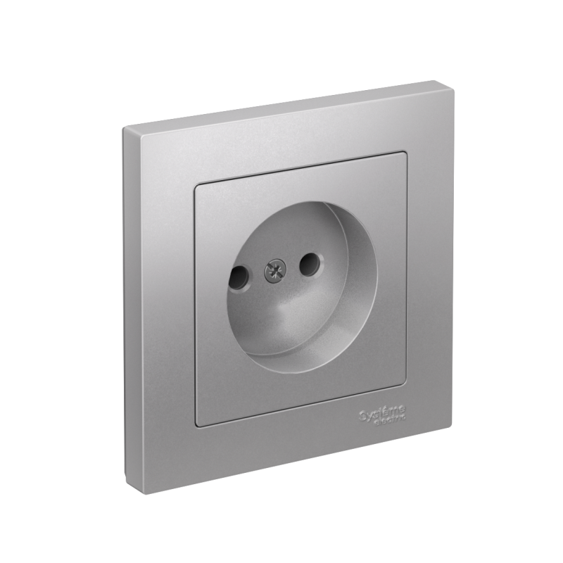 Розетка AtlasDesign 16А без заземл. быстрозажим. клем. в сборе алюм. SE ATN000340S