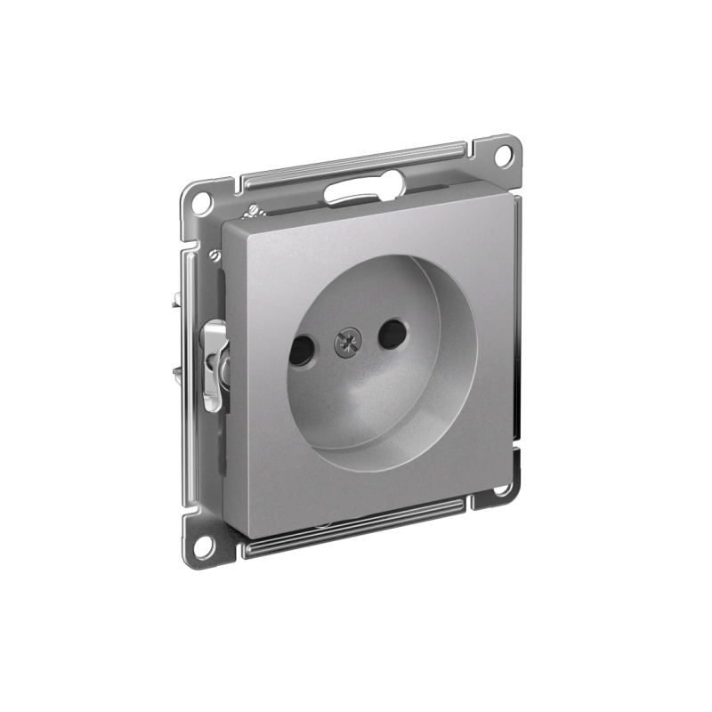 Розетка AtlasDesign 16А без заземл. защ. шторки быстрозажим. клем. механизм алюм. SE ATN000349S