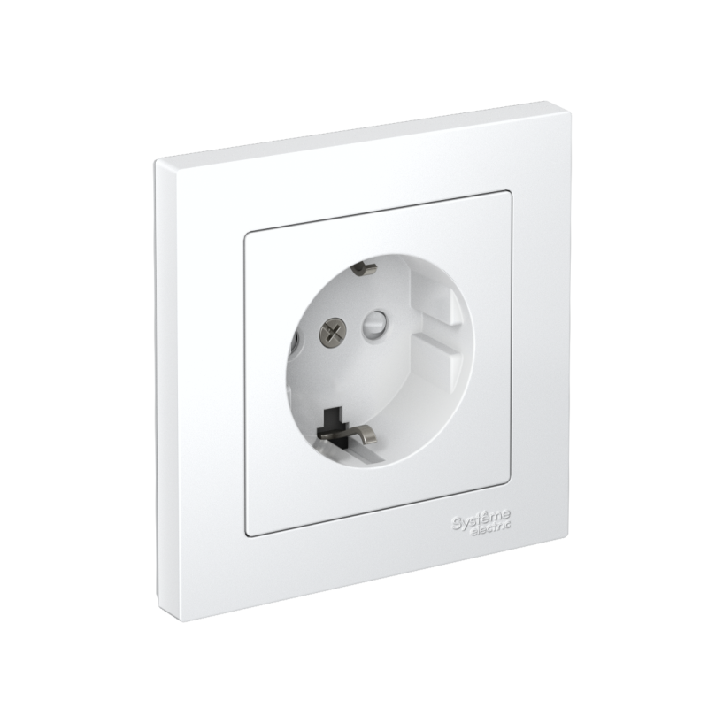 Розетка AtlasDesign 16А с заземл. защ. шторки быстрозажим. клем. в сборе бел. SE ATN000144S