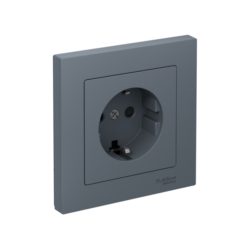 Розетка AtlasDesign 16А с заземл. защ. шторки быстрозажим. клем. в сборе грифель SE ATN000744S