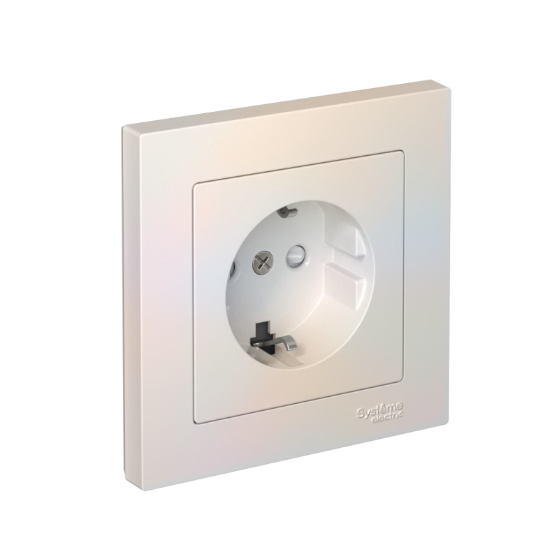 Розетка AtlasDesign 16А с заземл. защ. шторки быстрозажим. клем. в сборе жемчуж. SE ATN000444S