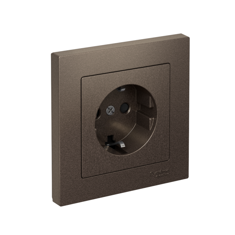 Розетка AtlasDesign 16А с заземл. защ. шторки быстрозажим. клем. в сборе мокко SE ATN000644S