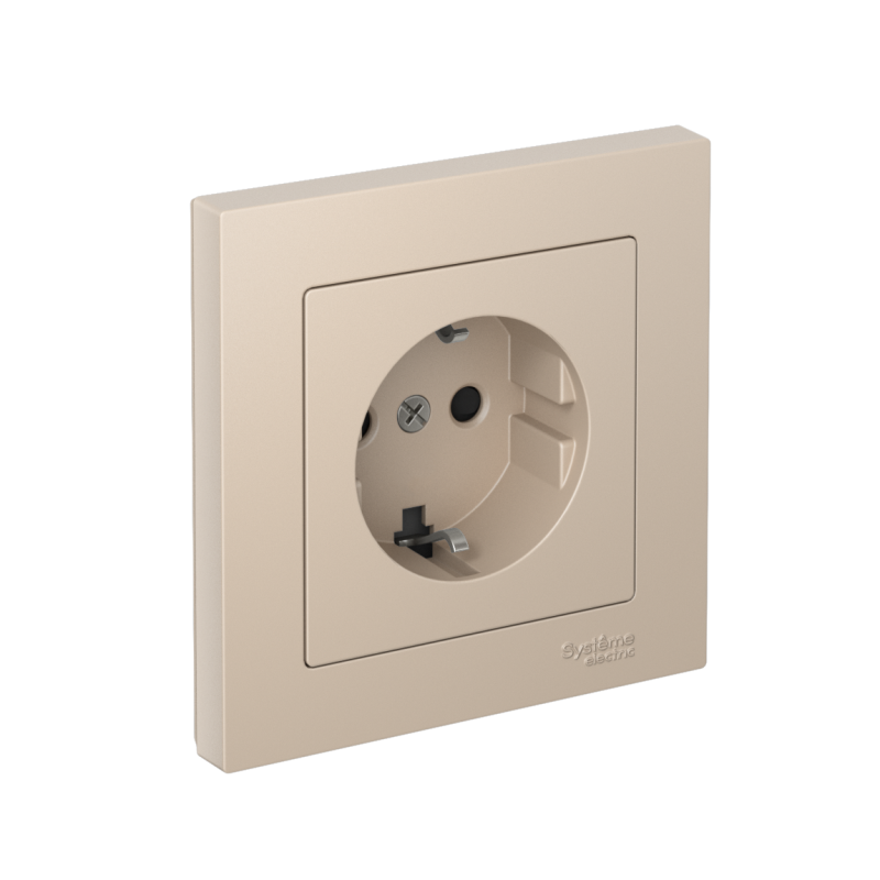 Розетка AtlasDesign 16А с заземл. защ. шторки быстрозажим. клем. в сборе песочн. SE ATN001244S