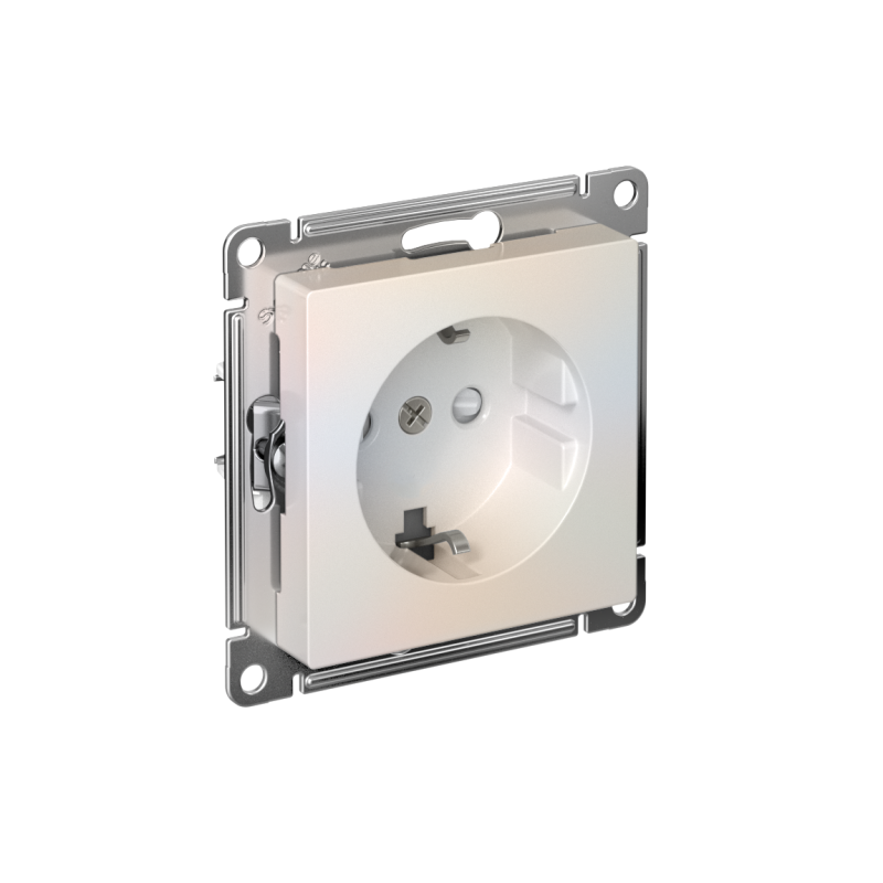 Розетка AtlasDesign 16А с заземл. защ. шторки быстрозажим. клем. механизм жемчуж. SE ATN000445S