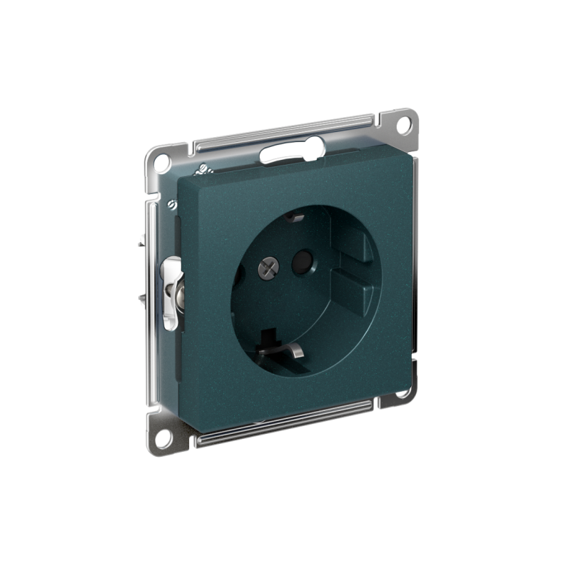 Розетка AtlasDesign 16А с заземл. защ. шторки быстрозажим. клем. механизм изумруд SE ATN000845S