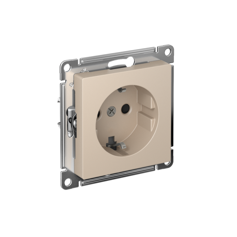 Розетка AtlasDesign 16А с заземл. защ. шторки быстрозажим. клем. механизм песочн. SE ATN001245S