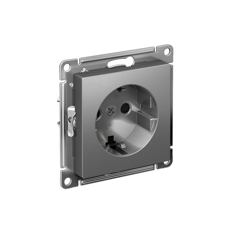 Розетка AtlasDesign 16А с заземл. защ. шторки быстрозажим. клем. механизм сталь SE ATN000945S