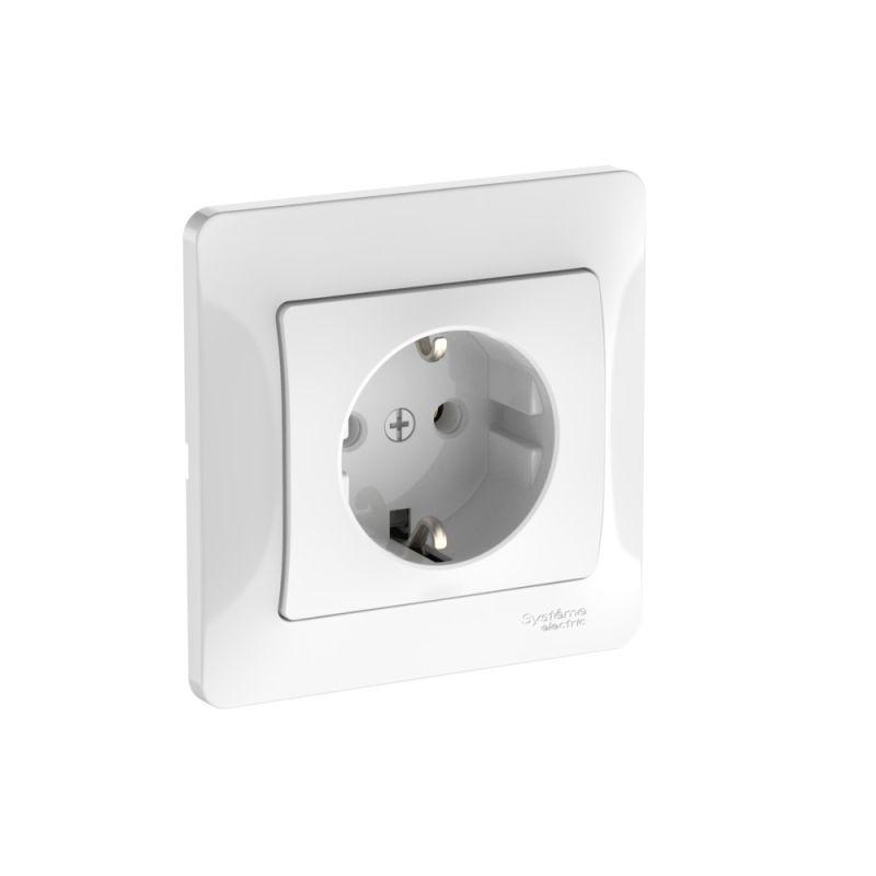 Розетка Glossa 16А с заземл. быстрозажим. клем. в сборе бел. SE GSL000142S
