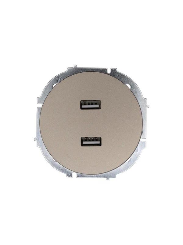 Розетка 2-м СП OSEN USB разъем механизм титан LEZARD 743-3788-192