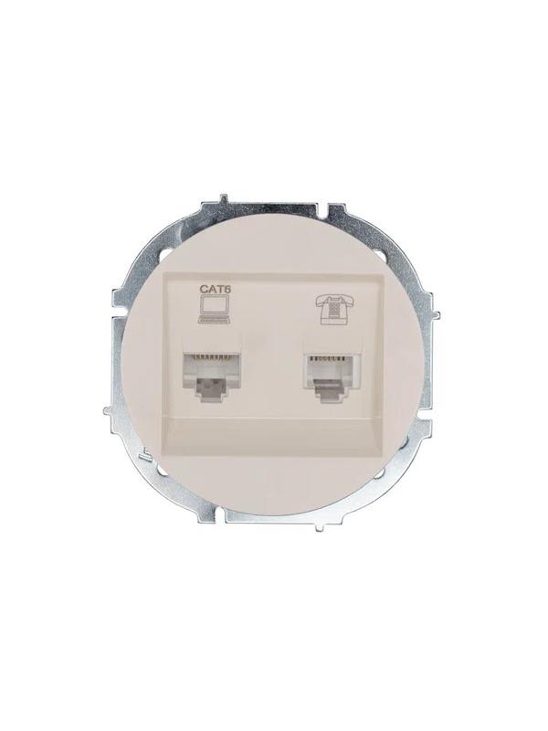 Розетка компьютерная + телефонная OSEN RJ45 кат.6 + RJ11 с модулем механизм сл. кость LEZARD 743-9088-144