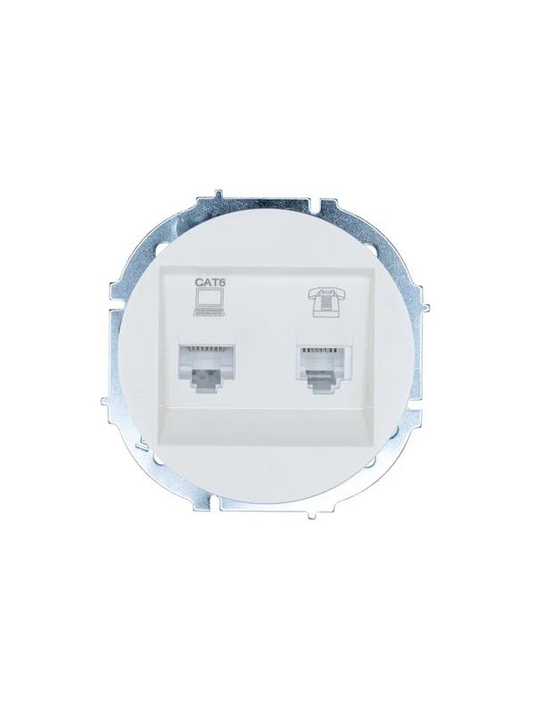 Розетка компьютерная + телефонная OSEN RJ45 кат.6 + RJ11 с модулем бел. LEZARD 743-0288-144