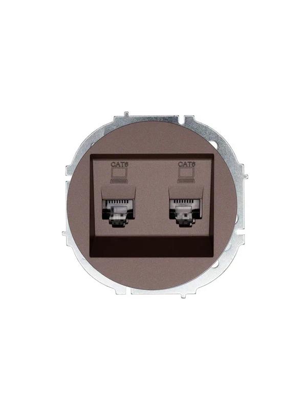 Розетка компьютерная 2-м СП OSEN кат.6 с модулем механизм шоколад LEZARD 743-7388-142