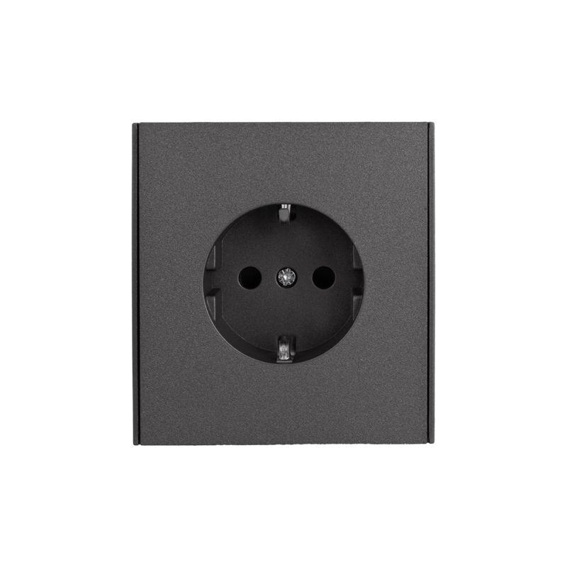 Розетка 1-м СП STRONG MIELE 16А с заземл. защ. шторки графит Kranz KR-78-0701-6