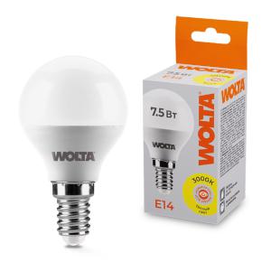 Лампа светодиодная 7.5Вт 3000К E14 WOLTA 25Y45GL7.5E14