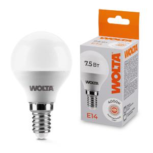 Лампа светодиодная 7.5Вт 4000К E14 WOLTA 25S45GL7.5E14