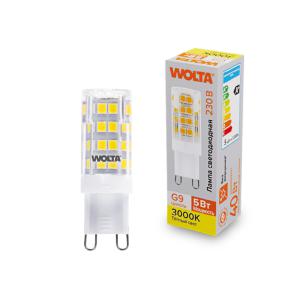 Лампа светодиодная 5Вт 3000К G9 WOLTA WSTD-JCD-5W3KG9-C