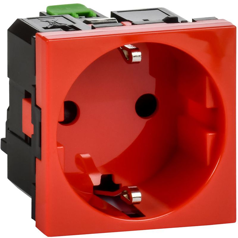 Розетка 2мод. 16А 250В 90град. с заземл. защ. шторки безвинт. зажимы красн. ИЭК Leg 4525055