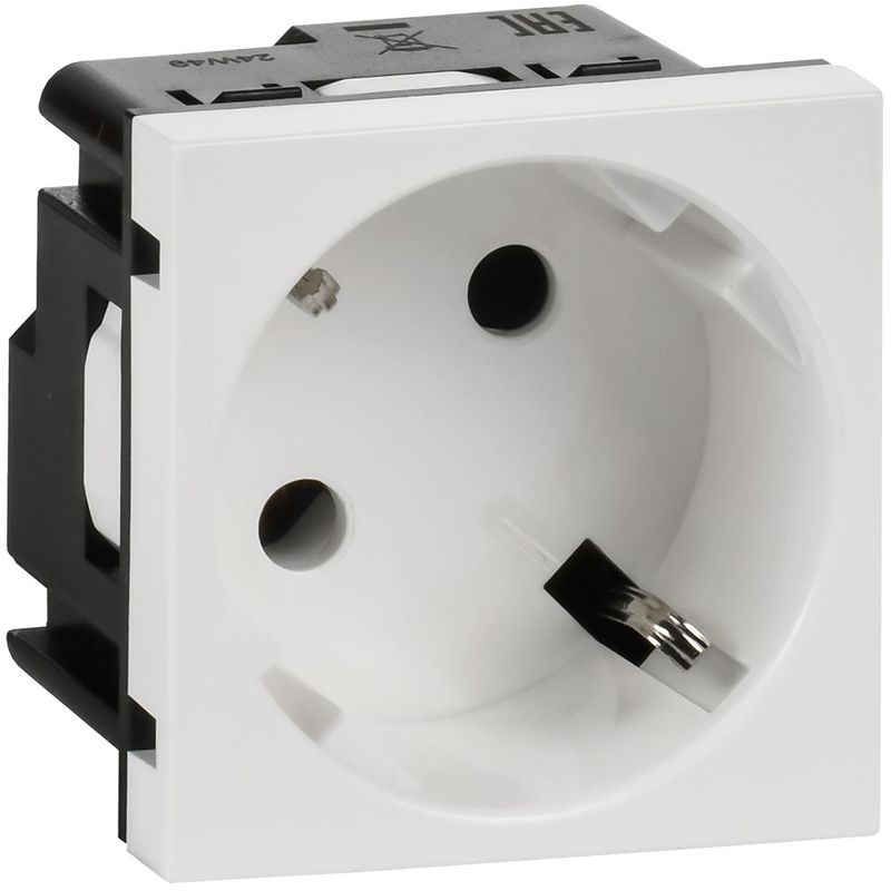Розетка 2мод. 16А 250В 45град. с заземл. без защ. шторок винт. зажимы бел. ИЭК Leg 4521051