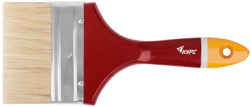 Кисть флейцевая "Мастер" 4дюйм (100мм) натур. щетина деревянная ручка КУРС 00838