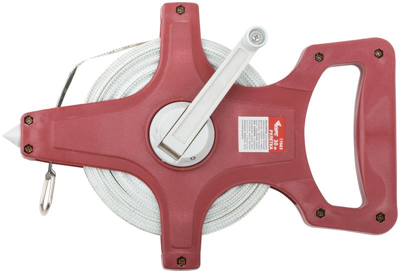 Рулетка землемерная 30м фибергласовая лента открытый корпус красн. КУРС 17663