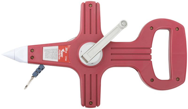 Рулетка геодезическая 20м стальная лента открытый пластик. корпус красн. КУРС 17762