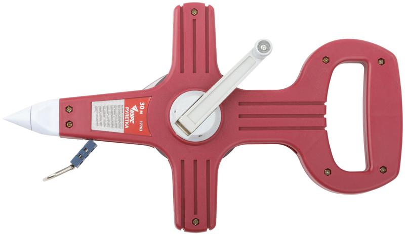 Рулетка геодезическая 30м стальная лента открытый пластик. корпус красн. КУРС 17763