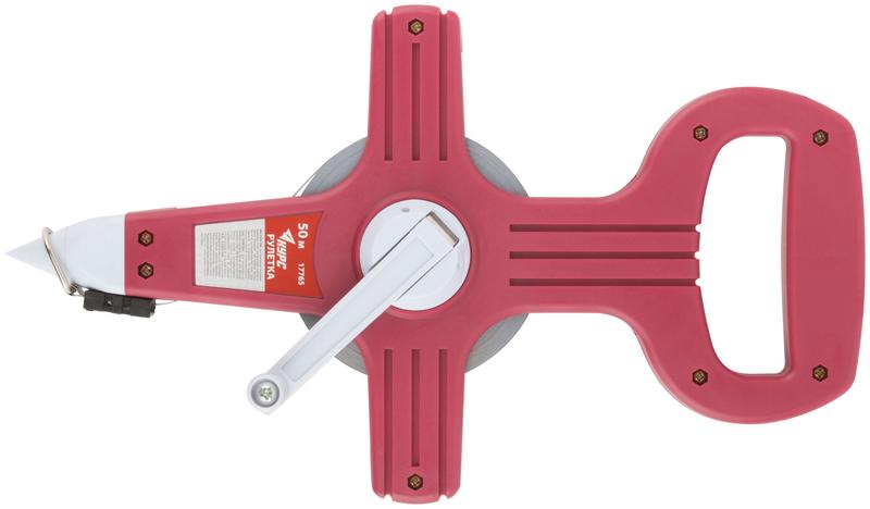 Рулетка геодезическая 50м стальная лента открытый пластик. корпус красн. КУРС 17765