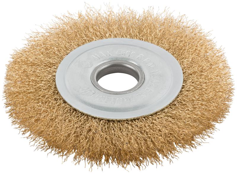 Корщетка дисковая прямая d посадочный 22.2мм стальная латунированная волнистая проволока 125мм КУРС 39025