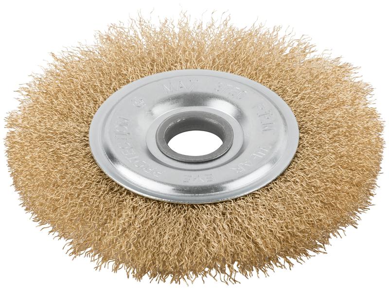 Корщетка дисковая прямая d посадочный 22.2мм стальная латунированная волнистая проволока 150мм КУРС 39026