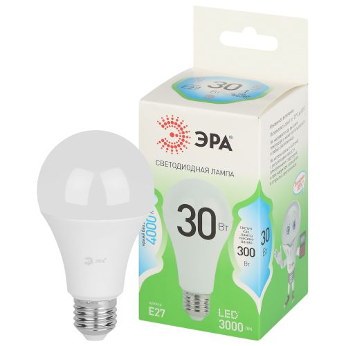 Лампа светодиодная GREEN LINE A65-30W-840-E27 GL 30Вт груша 4000К яркий свет бел. E27 Эра Б0067144