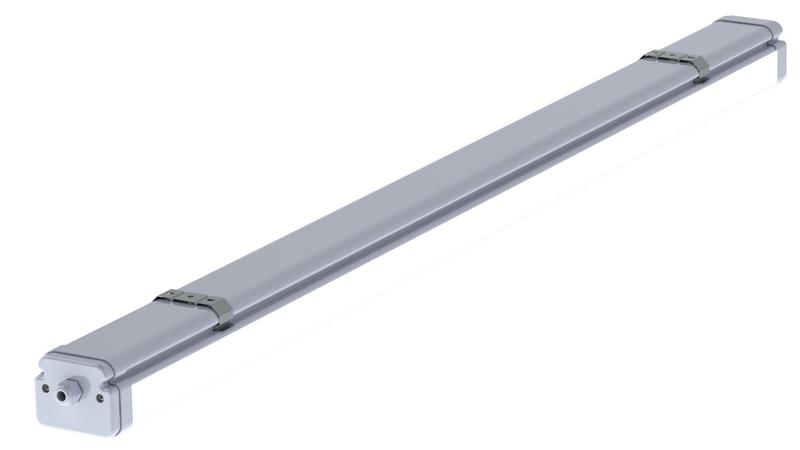 Светильник светодиодный SLIM-TUBE-A 16 4000К IP67 580х83х70 CRI80 milky аварийный подвесной/накладной с БАП на 1ч LUXDATOR со сквозной проводкой сер. CSVT ЦБ-00004839