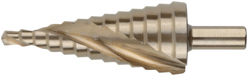 Сверло ступенчатое по металлу HSS Co5% (Р6М5К5) 13 ступеней 6-30мм спиральный профиль FIT 36387