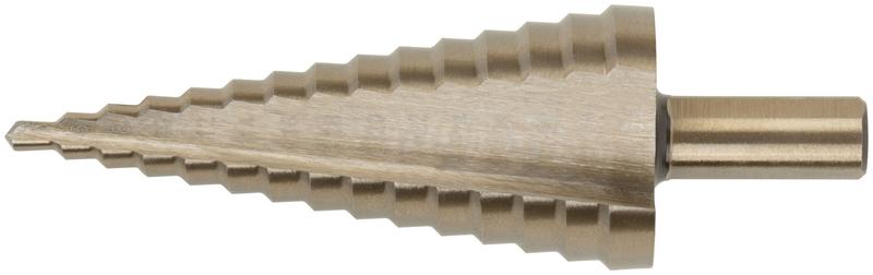 Сверло ступенчатое по металлу HSS Co5% (Р6М5К5) 15 ступеней 4-32мм FIT 36389