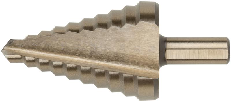 Сверло ступенчатое по металлу HSS Co5% (Р6М5К5) 10 ступеней 9-36мм FIT 36393