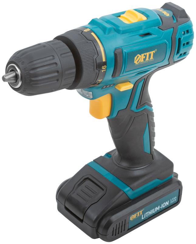 Дрель-шуруповерт аккумуляторная 14.4В 0-400/1450об/мин 23Нм 1 (Li-Ion) 1.3А.ч FIT 80187