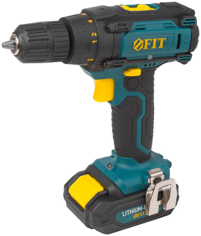 Дрель-шуруповерт аккумуляторная 14.4В 0-450/1550об/мин 23Нм 2 (Li-Ion) 1.3А.ч FIT 80198