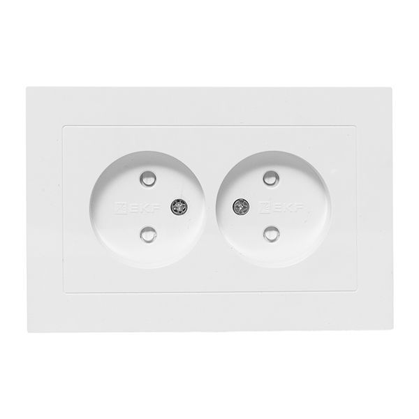 Розетка 2-м СП Эпика 16А без заземл. защ. шторки с рамкой механизм бел. EKF UP1-SOW-201
