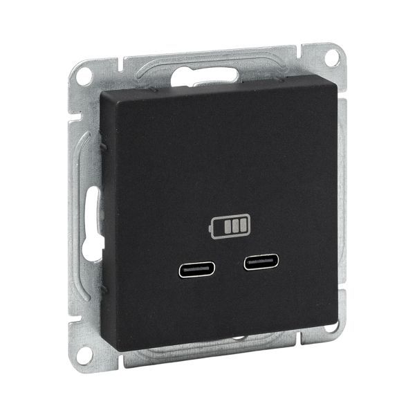 Розетка 2-м СП Эпика USB-C механизм черн. EKF UP1-SOB-2USBC