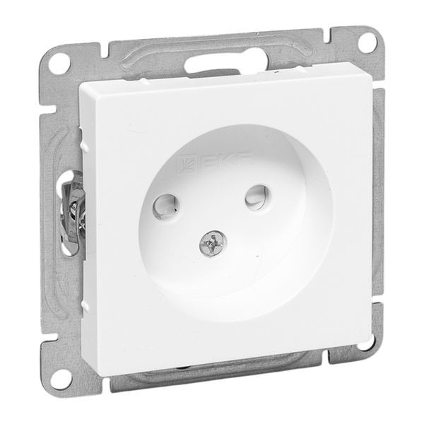 Розетка СП Эпика 16А без заземл. защ. шторки механизм бел. EKF UP1-SOW-101