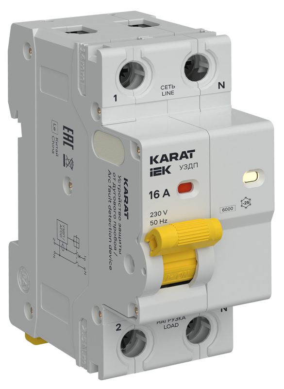 Устройство защиты от дугового пробоя (УЗДП) 1P+N 16А KARAT IEK KA-DP10-1-016