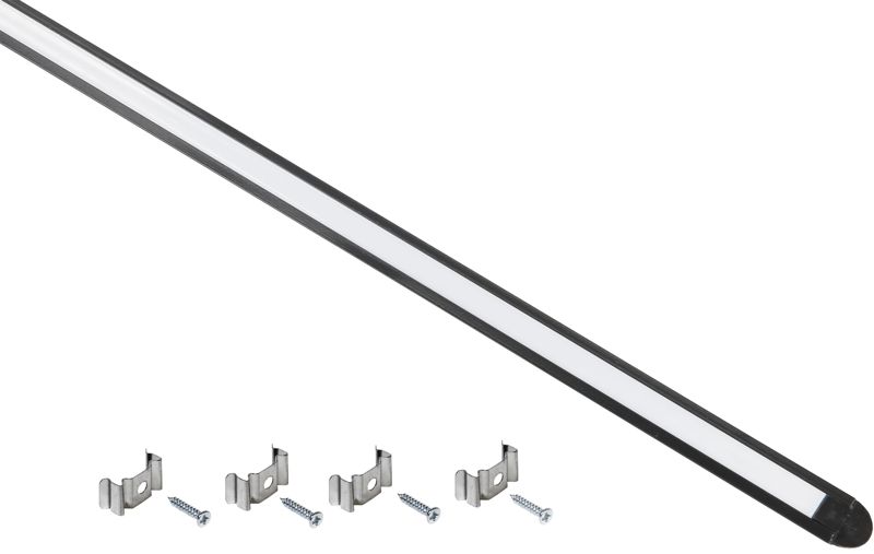 Профиль трапециевидный для светодиод. ленты 2207 L2000 комплект аксессуаров опал алюм. черн. IEK LSADD2207-SET1-2-V4-1-K02