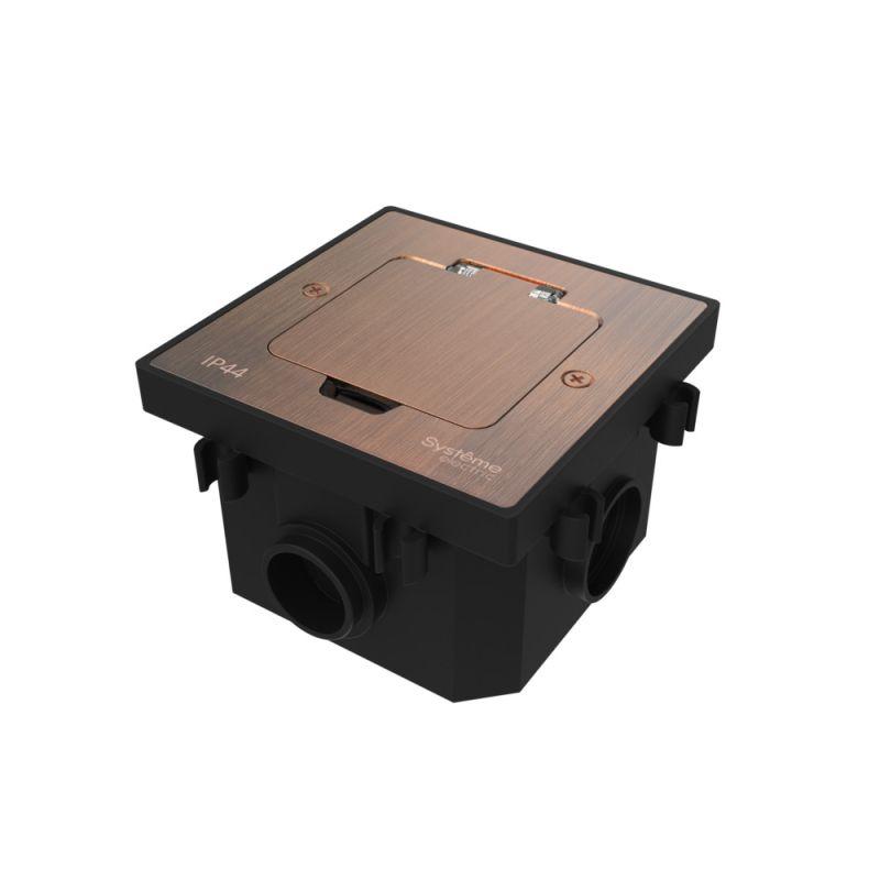 Лючок MultiDesk MDK20 на 2мод. IP44 с монтажной коробкой для бетонных полов медь SE MDK20202CC