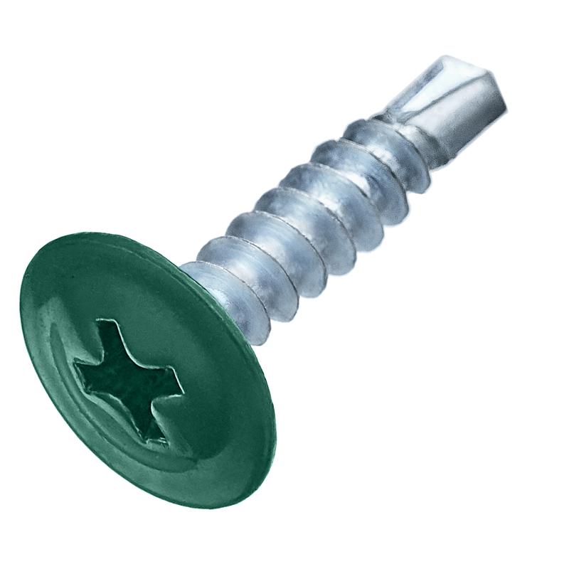 Саморез металл-металл 4.2х19 прессшайба сверло RAL 6005 зел. мох (коробка) (уп.200шт) СТРОЙМЕТИЗ 2530173